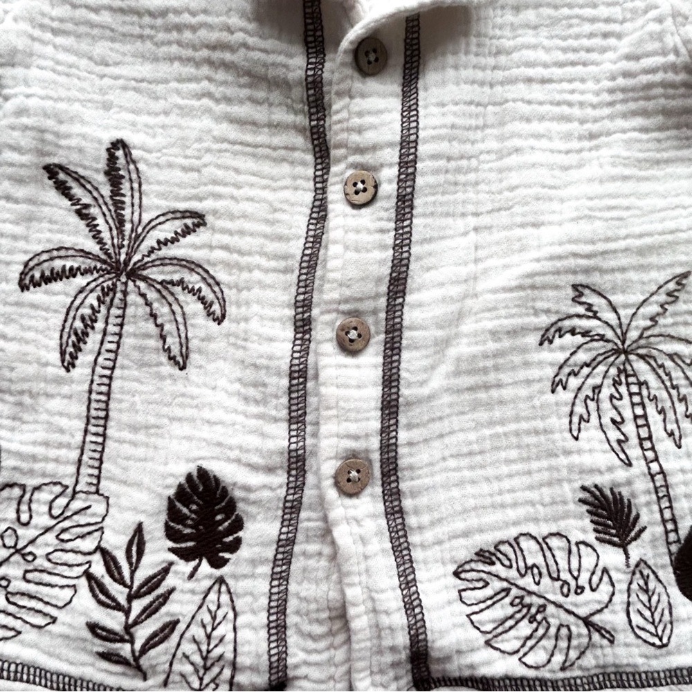 Rabbit + Bear Organic Cotton Embroidered Button Down Toddler Baby Boy 3T - Picture 3 of 7